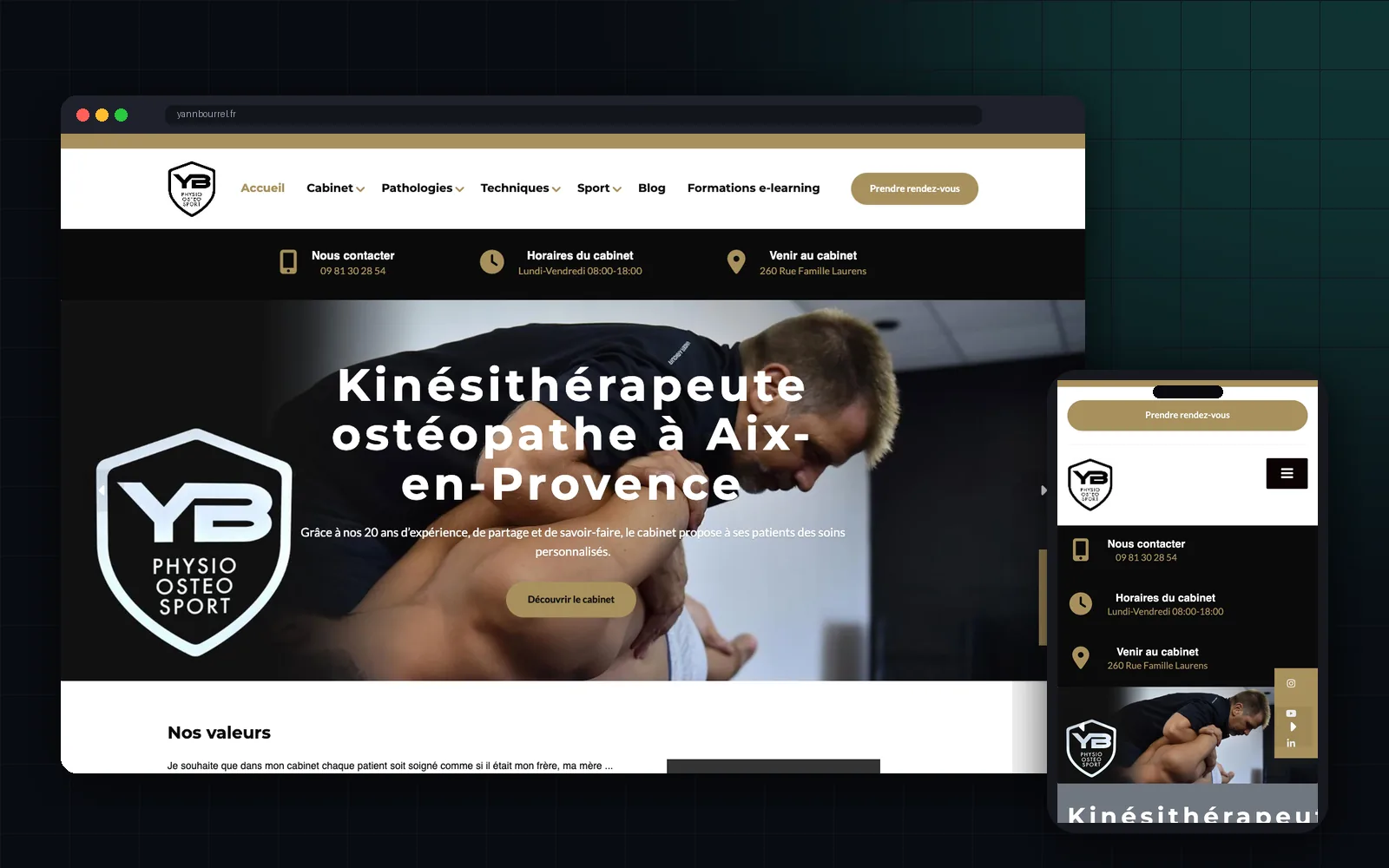 Yann Bourrel : site sur ordinateur et mobile
